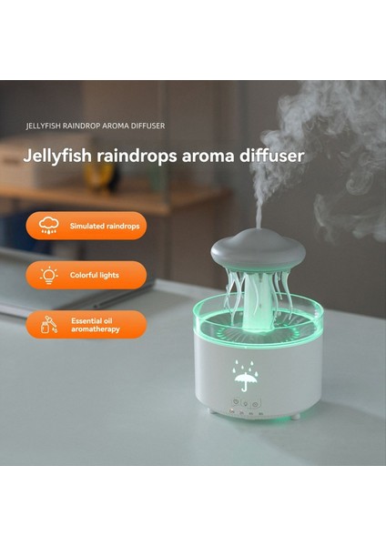 Yatak Odası Ofisi Için Yağmur Damağı Nemlendiricisi 7 Boy LED Ilight 300ML Dinamik Denizanyalı Külten (Abd) (Yurt Dışından)
