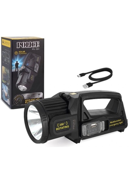 Police PS-384 Şarjlı Güneş Enerjili Spot Fener ( Lisinya )