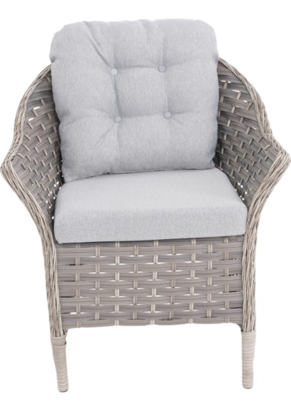 Spark Nova 110 cm Rattan Yuvarlak Minderli Bahçe Masa Takımı