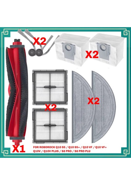 Roborock Q10 S5/Q10 S5+/Q10V/Q10V+/Q10 VF/Q10 Vf+/s8 Pro/s8 Pro Plus Parça Ana Yan Fırça Filtre Paspas Bezi Toz Torbaları (Yurt Dışından) fırsatları