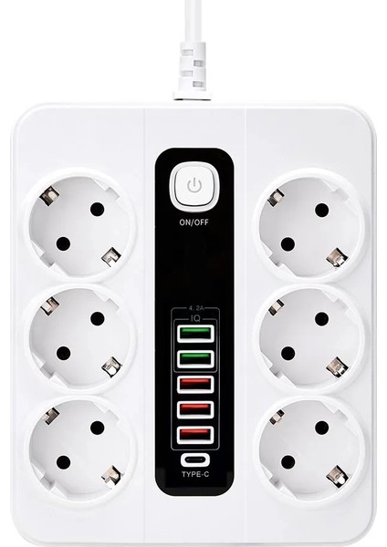 HP-H04 3000W 10AMPER 6’lı 2metre Uzatma Kablolu Çoklu Termal Akım Priz modelleri