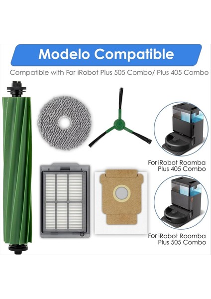 Irobot Plus 505 Combo Robot/plus 405 Combo Robot Vakum Ana Yan Fırça Hepa Filtre Paspas Çantaları Için Yedek Parçalar (Yurt Dışından) modelleri