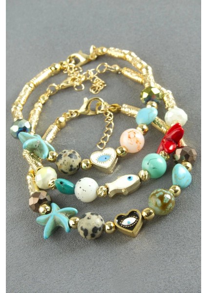 Ieg Karışık Turkuaz Taşlı Mineli Bileklik