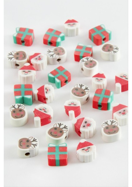 Karışık Yılbaşı Fimo Boncuk 100 Adet