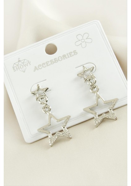 Yıldız Taşlı Metal Küpe