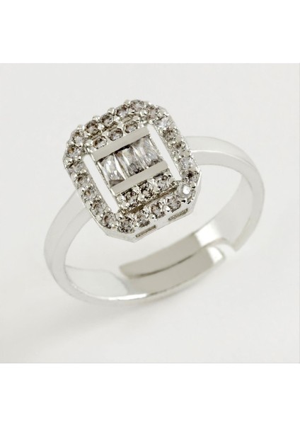 Kare Baget Taşlı Yüzük