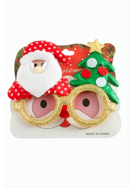 Noel Baba Çam Ağacı Simli Yılbaşı Gözlük