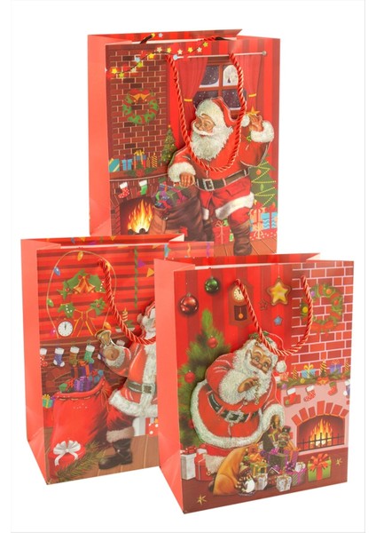 19*23 Noel Baba Yılbaşı Ipli Karton Çanta 1 Adet