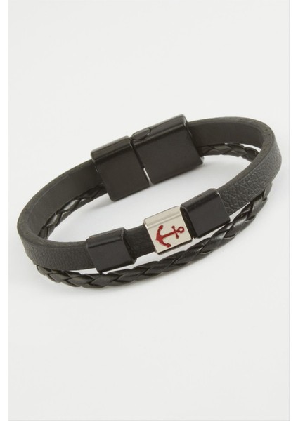 Çapa Kaliteli Mıknatıslı Suni Deri Bileklik