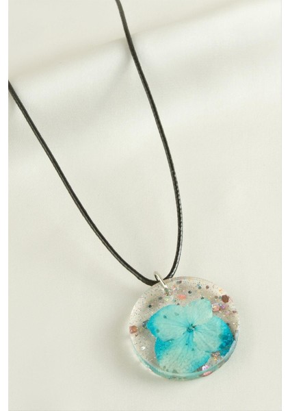 Ortanca Çiçek Epoksi Kolye