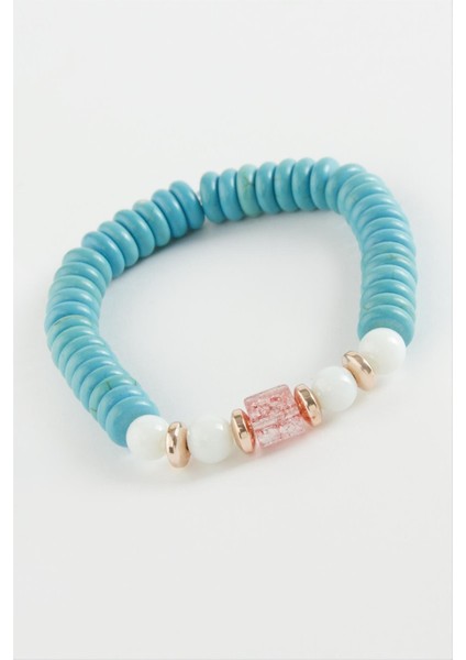 Turkuaz Rondela Necef Doğaltaş Bileklik
