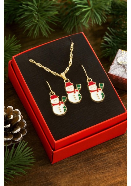 Kardan Adam Yılbaşı Kutulu Zincir Kolye Set