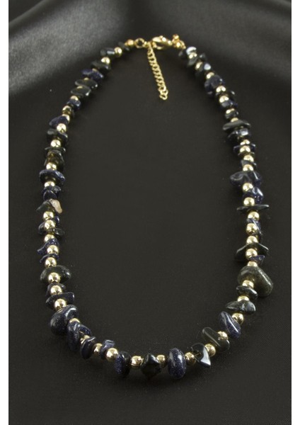 Lacivert Yıldız Kırık Doğaltaş Kolye