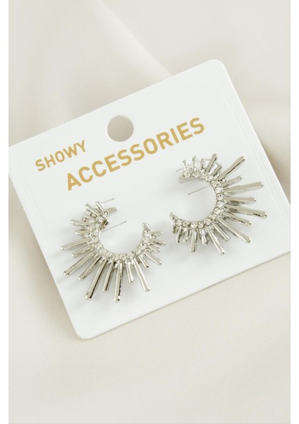 Güneş Trend Taşlı Metal Küpe