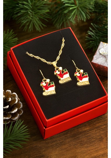 Kızak Yılbaşı Kutulu Zincir Kolye Set