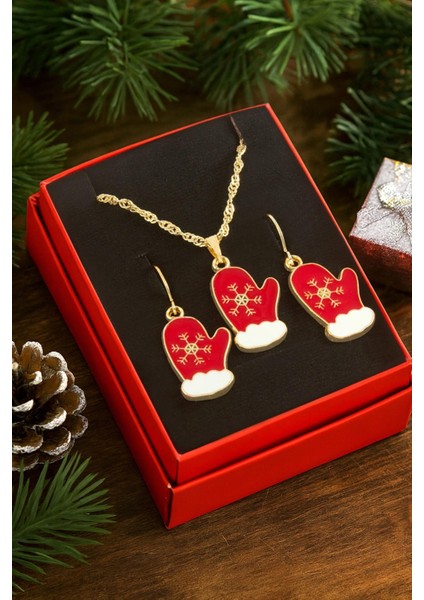 Eldiven Yılbaşı Kutulu Zincir Kolye Set