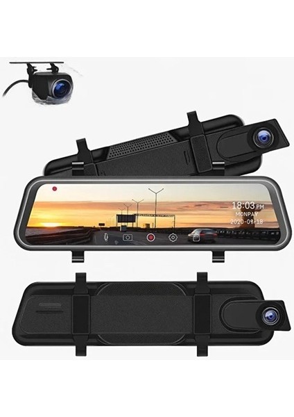 4K IPS Ekran Tam Dokunmatik 9.66” Dikiz Ayna Araç Içi Kamera (4k Ön 1080P Arka) | Carplay fiyatları