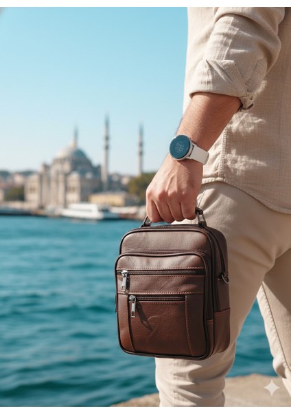 Hakiki Deri Postacı Kasalı El Omuz Çantası Ortaboy