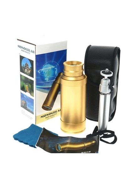 50X50 Panda Metal Gövde Tek Gözle Büyük Mercek Korsan Dürbün Gold