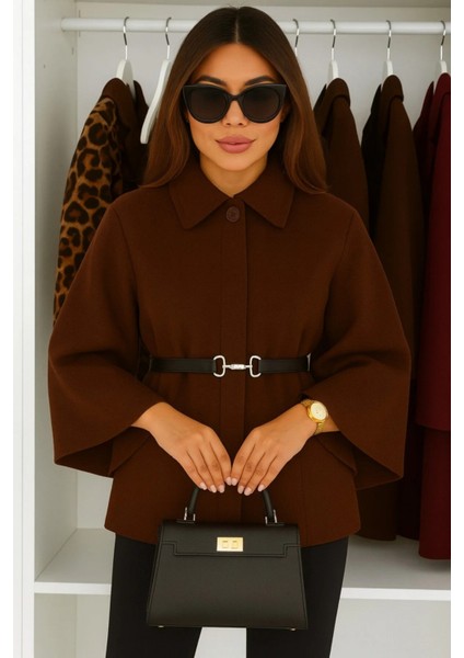 Prilika Kahverengi Kaşmir Panço – Kadın Kemerli Rahat Kalıp 2025 fırsatları