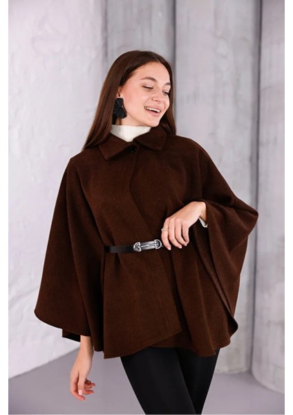 Kadın Kahverengi Şık Kemer Detaylı Panço fırsatları