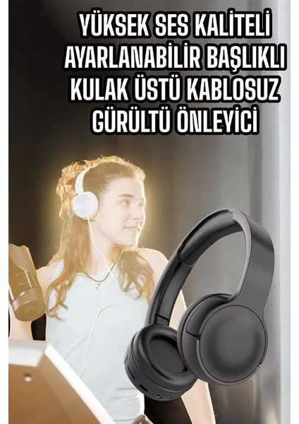 Kulak Üstü Kablosuz Bluetooth Kulaklık Gürültü Önleyici Uzun Şarj Süreli
