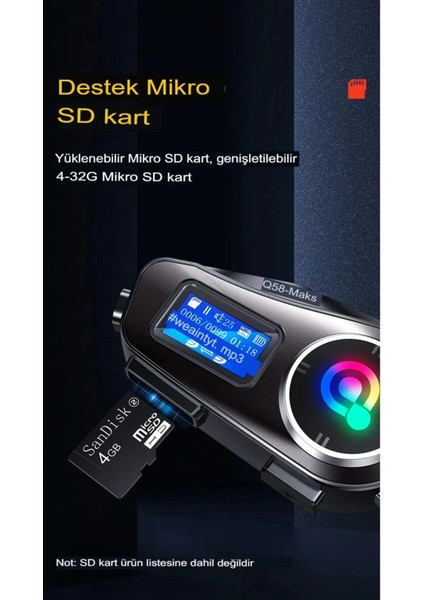 Q58-MAX Radyolu 2 Kişi Bağlantılı Bluetooth Kask Kulaklık Ekranlı Fenerli Müzik ve Telsiz Int fırsatları