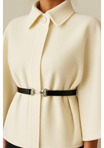 Zarif Kadın Bej Kemerli Kışlık Kaşe Panço Modelleri indirimleri