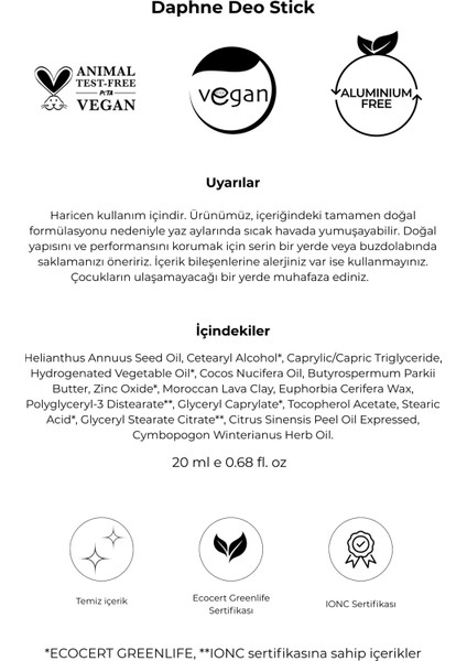 %100 Doğal Deo Stick / Roll On - Vanilya Kokulu Ve Nemlendirici Etkili - 20ml – Daphne