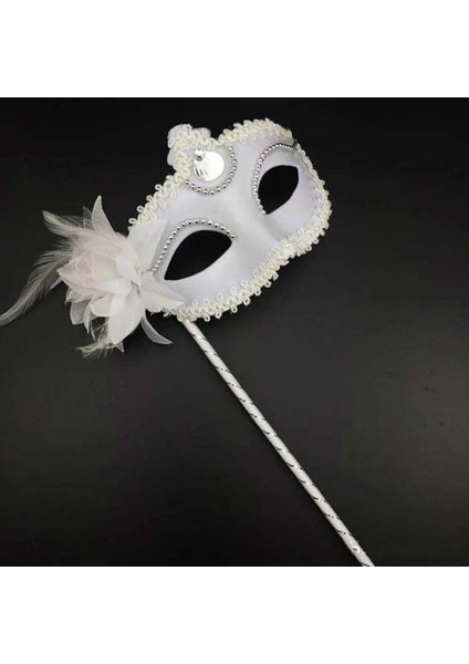 Beyaz Işıltılı Tutmalı Fotoğraf Çekimi Maskesi 18X29 cm fiyatları