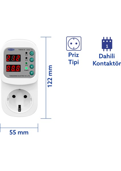 Akım Korumalı Priz 16A Ayarlanabilir Voltaj ve Akım Koruma Prizi - Elektrik Bekçisi Türkiye Menşeli fiyatları