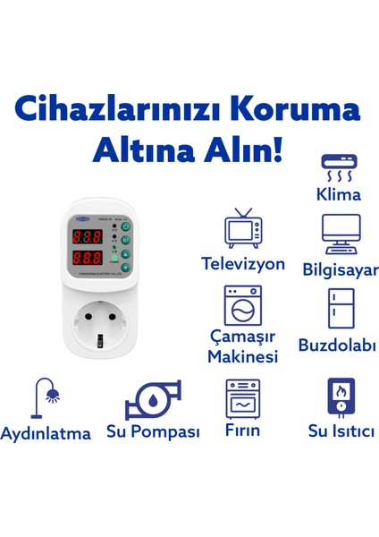 Akım Korumalı Priz 16A Ayarlanabilir Voltaj ve Akım Koruma Prizi - Elektrik Bekçisi Türkiye Menşeli modelleri