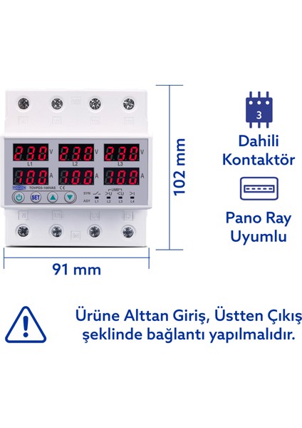 Ayrışık Voltaj ve Akım Koruma Rölesi Gerilim Koruyucu 100A 3 Fazlı - Ev Tipi Trifaz fırsatları