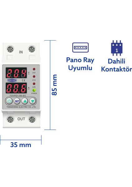 Voltaj ve Akım Koruma Rölesi Yüksek Alçak Gerilim Akım Koruyucu 63A Elektrik Bekçisi indirimleri