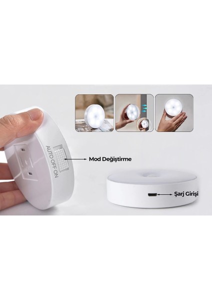 V-009 Hareket Sensörlü USB Şarjlı LED Işık Lamba-Oda, Mutfak, Salon ve Merdiven Işıklandırm fırsatları