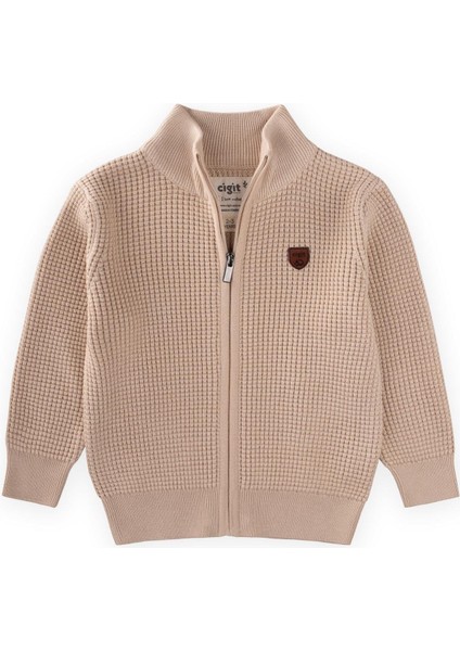 Selanik Fermuarlı Triko Hırka 2-11 Yaş Bej