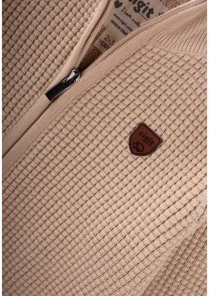 Selanik Fermuarlı Triko Hırka 2-11 Yaş Bej modelleri