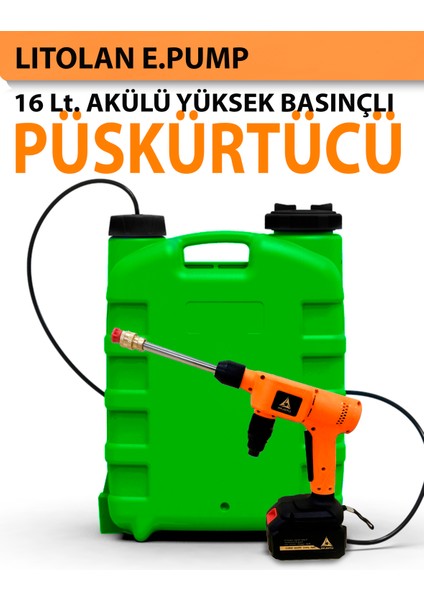 16 Lt Akülü Yüksek Basınçlı Püskürtücü, Zirai İlaçlama, Sulama, Yıkama