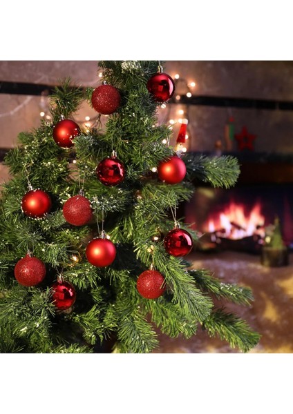 12 Adet Parlak Kırmızı 3 cm Mini Yılbaşı Topu, Noel Çam Ağacı Topu, Süs Topu