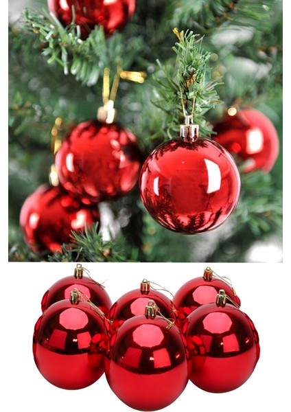 12 Adet Parlak Kırmızı 3 cm Mini Yılbaşı Topu, Noel Çam Ağacı Topu, Süs Topu modelleri