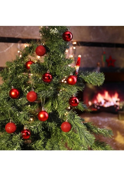 12 Adet Parlak Kırmızı 3 cm Mini Yılbaşı Topu, Noel Çam Ağacı Topu, Süs Topu