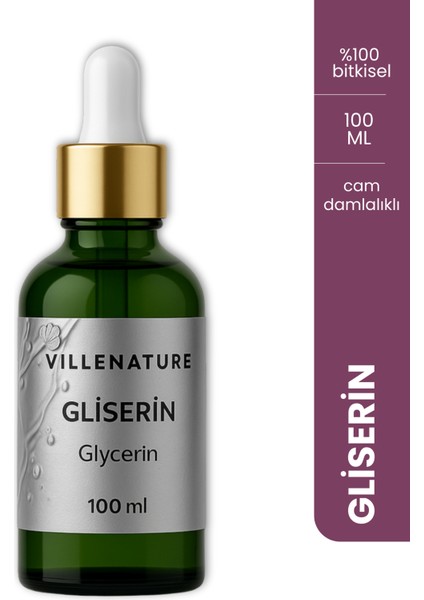 %100 Bitkisel Gliserin Yağı 100 ml Cam Damlalıklı Şişe