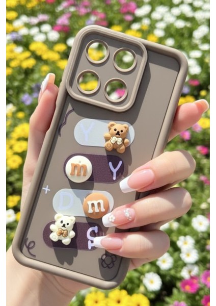 Realme 11 Uyumlu Kılıf Kahverengi Renk Ayıcık Figürlü 3D Kamera Korumalı Darbe Emici Yumuşak Silikon Kapak modelleri