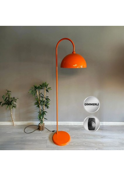 Dimmerli Işığı Ayarlanabilen Işığı Artırılıp Azaltılabilen Turuncu Hareketli Başlık Metal Lambader