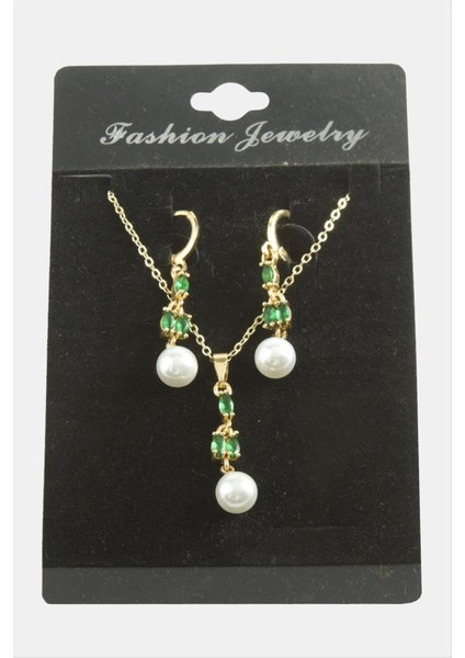 Çiçek Inci Zirkon Taşlı Set Kolye