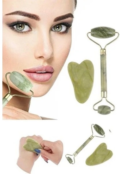Jade Roller Gua Sha Taşı Seti modelleri