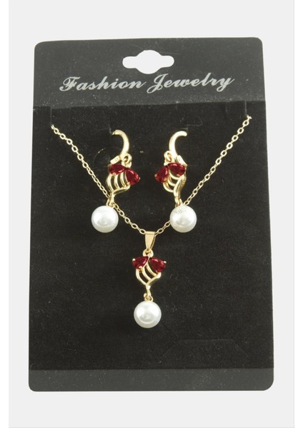 Çiçek Inci Zirkon Taşlı Set Kolye