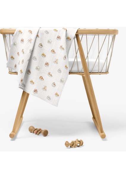 4 Katlı Müslin Örtü - Uykucular Desenli Bebek Müslin Battaniyesi - Dört Katlı Müslin 100X110 cm modelleri