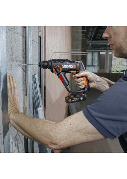 Worx WX390.9 20VOLT 1.2j Profesyonel Sds-Plus Pnömatik Şarjlı Matkap + 8 Adet Uç + Mandren (Akü Dahil Değildir) modelleri