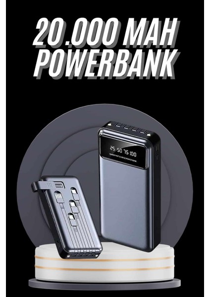 Hızlı Şarj Özellikli 20.000 Mah Dijital Göstergeli USB Girişli Android ve Ios Uyumlu Powerban